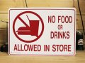 看板/プラサインボード 飲食禁止 No Food or Drinks Allowed in Store