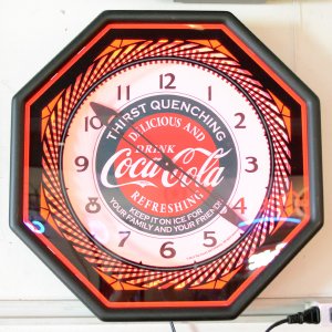 画像1: [送料無料] 壁掛け時計 Coca-Cola コカコーラ ネオンクロック(ブラック/レッド)