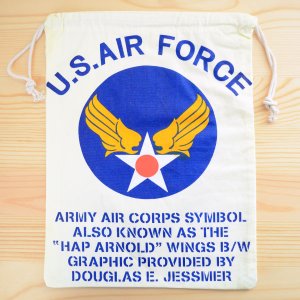 画像1: アメリカンロゴ巾着袋(L) USエアフォース(アメリカ空軍) U.S.Air Force *メール便可