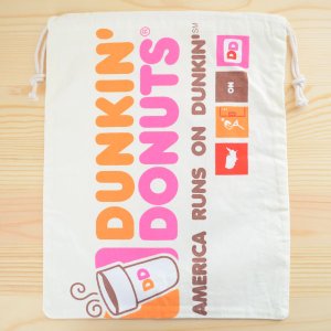 画像1: アメリカンロゴ巾着袋(L) ダンキンドーナツ Dunkin' Donuts *メール便可
