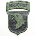 ミリタリーワッペン Airborne エアボーン イーグル エンブレム OD カーキ/ブラック *メール便可