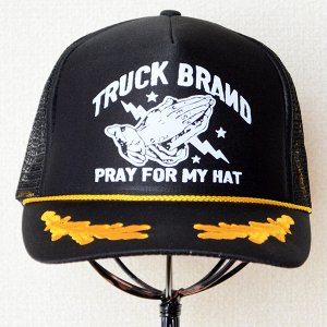 帽子/メッシュキャップ トラックブランド Pray(ブラック/刺繍入り) アポロキャップ R4
