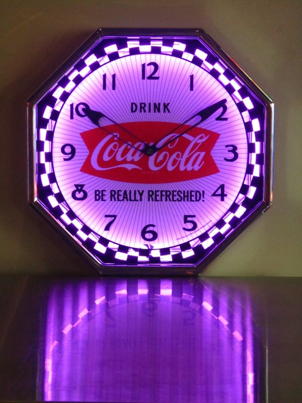 激安買蔵 送料無料　希少　Coca-Cola レア　ネオンクロック　壁掛け時計 掛時計/柱時計