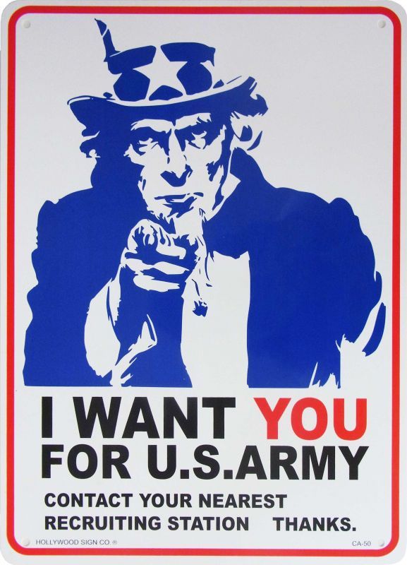 看板/プラサインボード アメリカ陸軍に君が必要だ(アンクルサム) I Want You for U.S.Army | アメリカ雑貨・家具・看板・コカコーラグッズ通販  レイジーストア