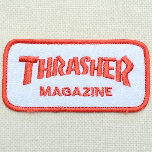 ロゴワッペン スラッシャーマガジン Thrasher Magazine (ホワイト&レッド) *メール便可