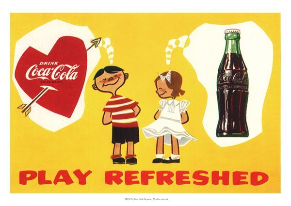 ポスター コカコーラ Coca Cola ボーイ ガール 51x72cm アメリカ雑貨 家具 看板 コカコーラグッズ通販 レイジーストア