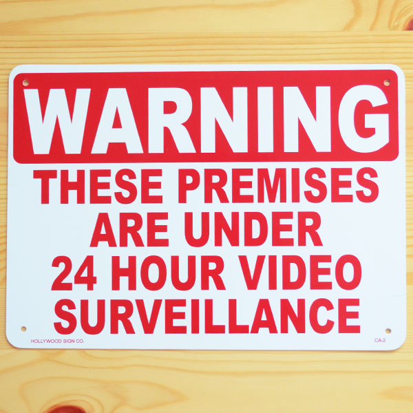 オンライン店 樹脂スタンド看板 サインポスト「監視カメラ 録画中 WARNING! security cameras 24h Rec」両面表示 看板 