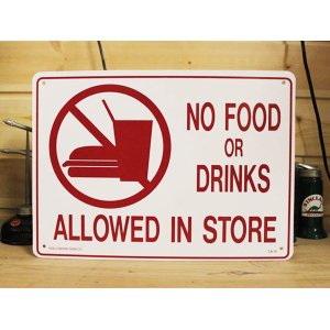 画像: 看板/プラサインボード 飲食禁止 No Food or Drinks Allowed in Store