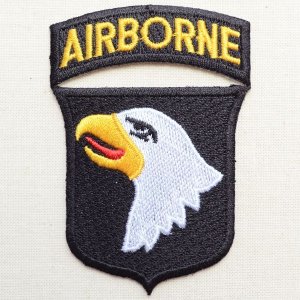 画像: ミリタリーワッペン Airborne エアボーン イーグル エンブレム ブラック/ホワイト *メール便可