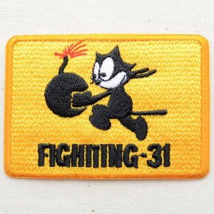 画像: ミリタリーワッペン Felix The Cat フィリックスザキャット  Fighting-31 イエロー レクタングル *メール便可