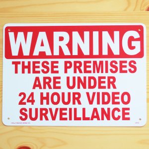 画像: 看板/プラサインボード 24時間監視中 Warning/24 Hour Video Surveillance