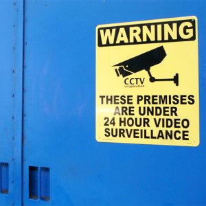 画像: 看板/プラサインボード ラージサイズ 24時間監視中 Warning/24 Hour Video Surveillance