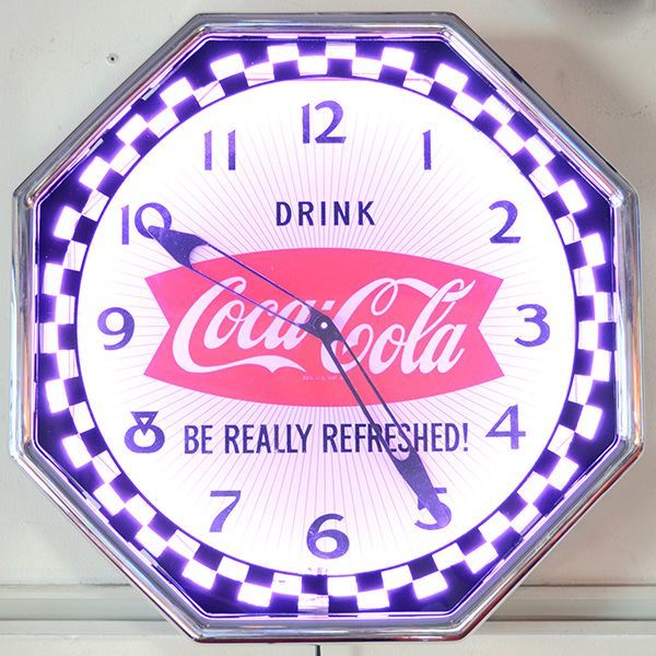 送料無料] 壁掛け時計 Coca-Cola コカコーラ ネオンクロック(シルバー 