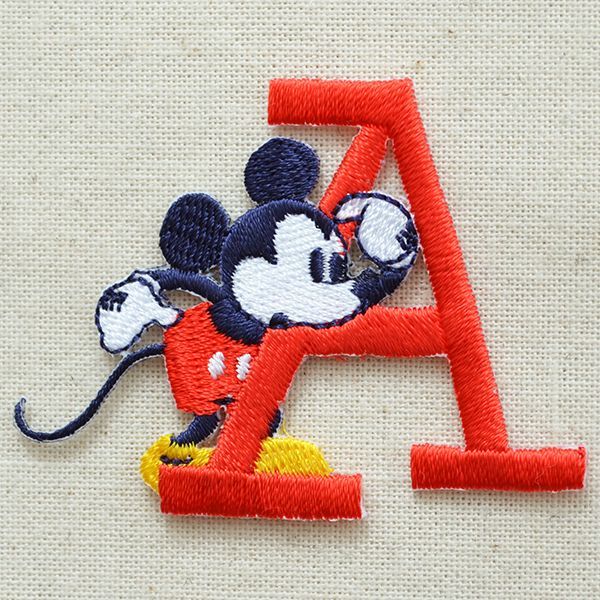 画像1: アルファベットワッペン ディズニー ミッキーマウス A レッド *メール便可
