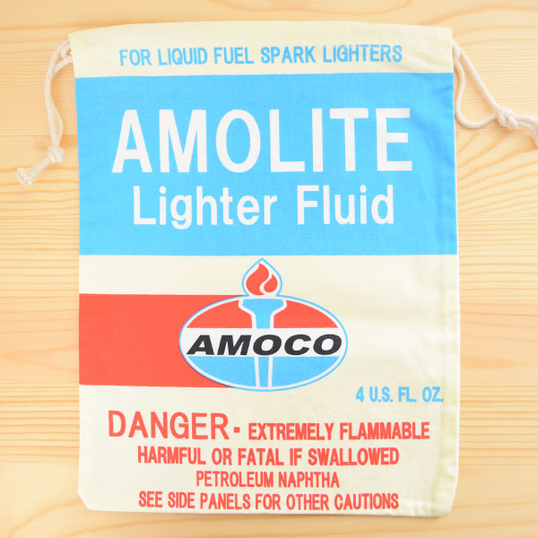 画像1: アメリカンロゴ巾着袋(L) アモコオイル Amoco *メール便可
