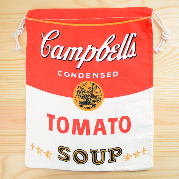 画像1: アメリカンロゴ巾着袋(L) キャンベルトマトスープ Campbell's *メール便可