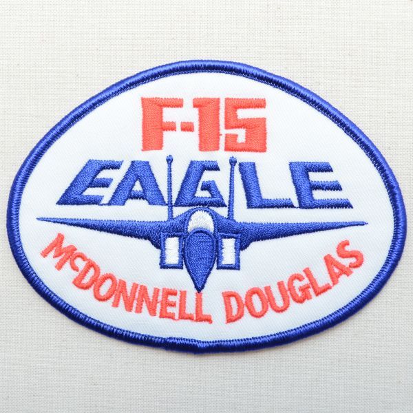 画像1: ミリタリーワッペン F-15 Eagle イーグル 戦闘機 アメリカ空軍 ホワイト/ブルー *メール便可