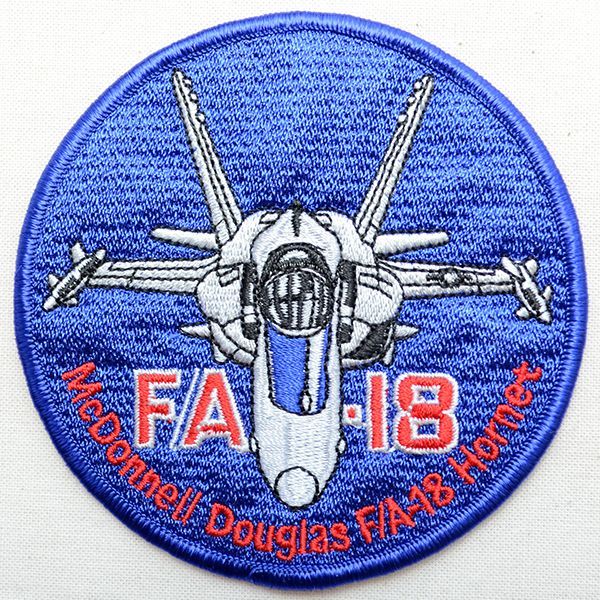 画像1: ミリタリーワッペン F/A-18 Hornet 戦闘機 アメリカ海軍 ブルー ラウンド *メール便可