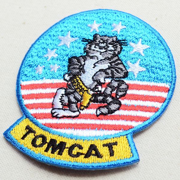 画像2: ミリタリーワッペン Tomcat トムキャット アメリカ海軍 戦闘機 キャラクター 星条旗 ライトブルー *メール便可