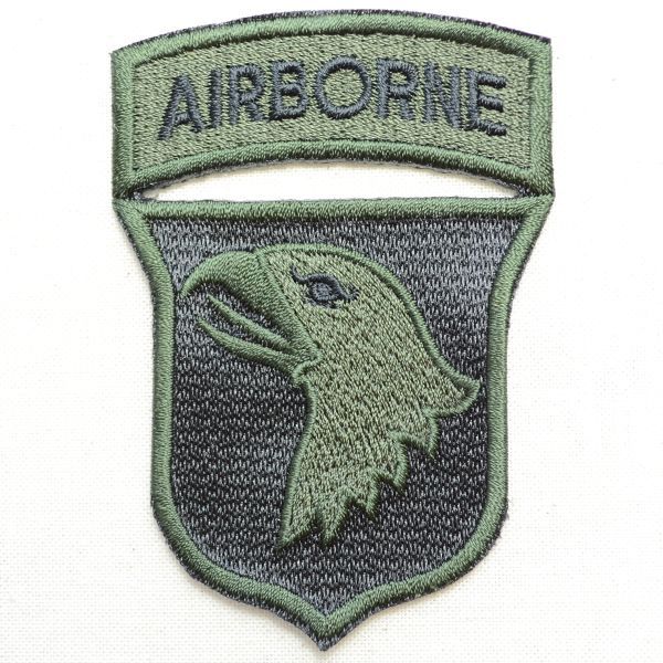 画像1: ミリタリーワッペン Airborne エアボーン イーグル エンブレム OD カーキ/ブラック *メール便可