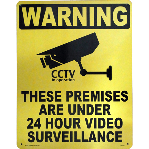 看板/プラサインボード ラージサイズ 24時間監視中 Warning/24 Hour Video Surveillance